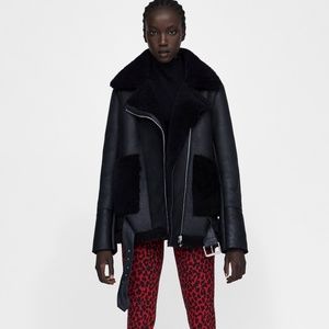 zara LEATHER BIKER JACKET